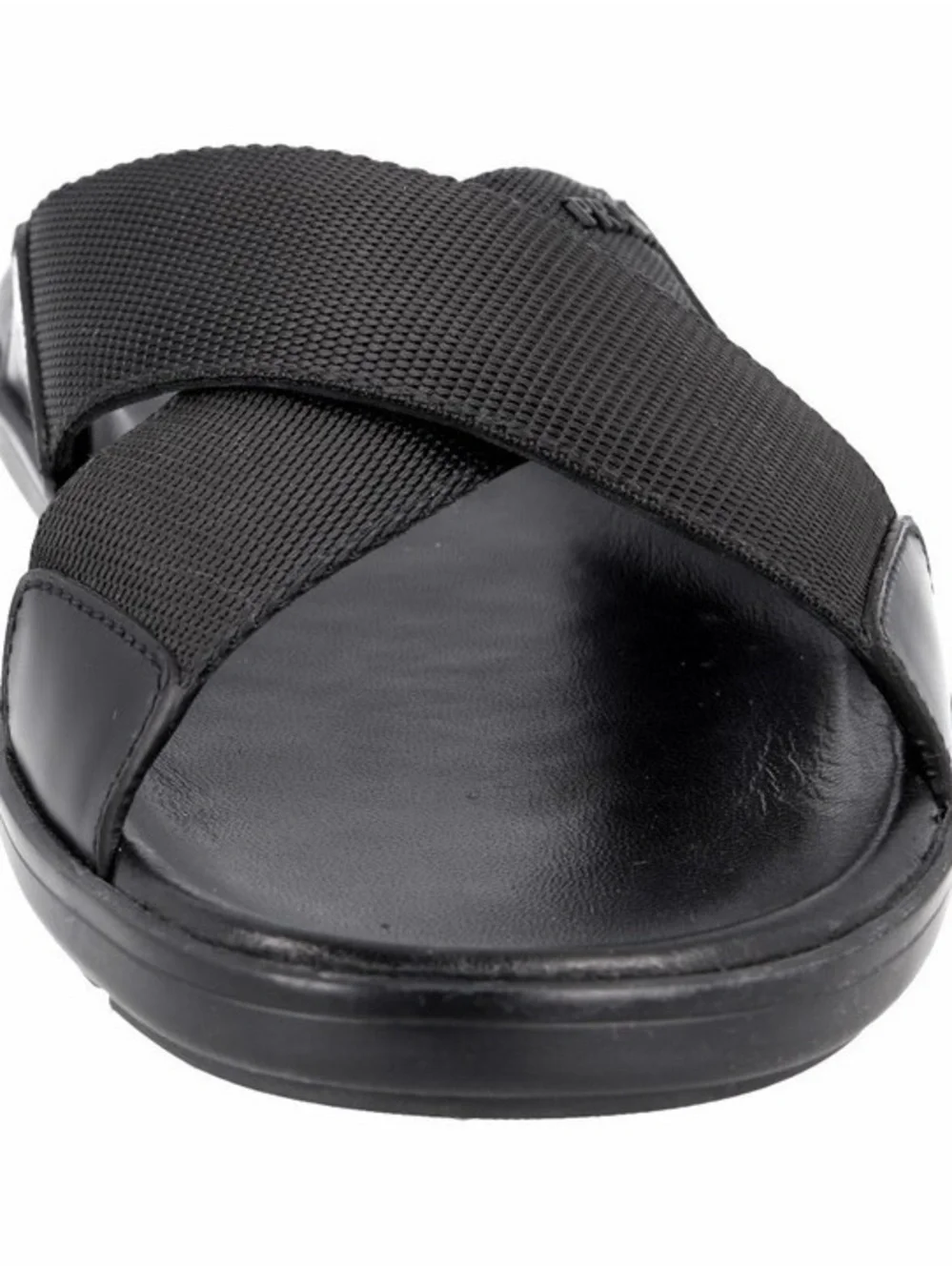PRADA Men’s Leather Nylon Crisscross Slides Sandals